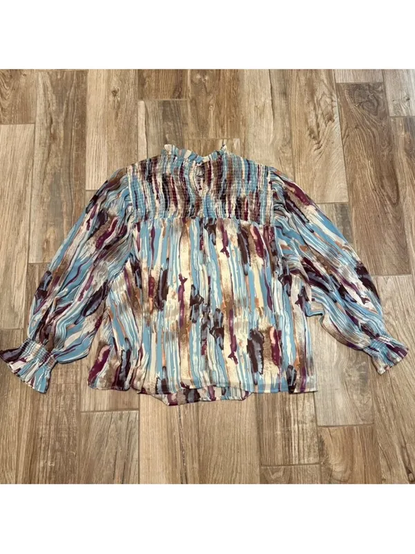 Entro Abstract Smocked Neck Blouse - Image 3