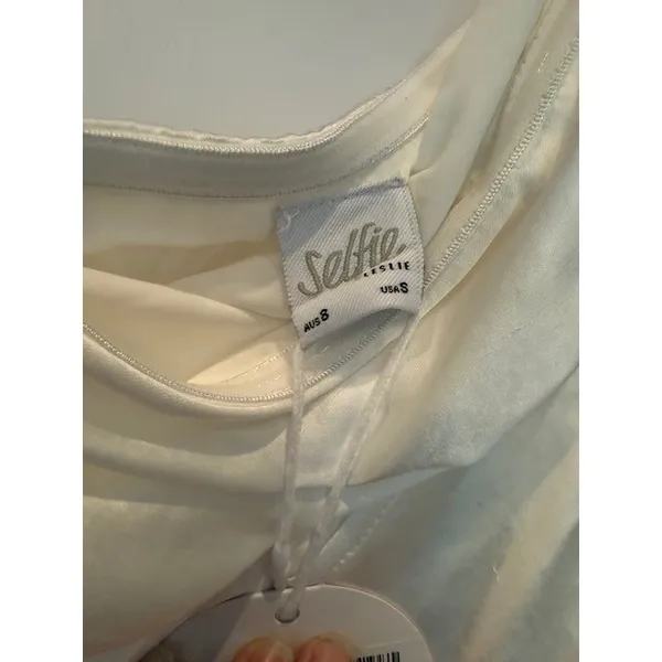 Selfie Leslie White Strapless Maxi‎ Dress Tie Front Formal Cocktail Party - Image 5