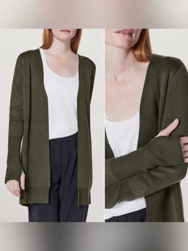 Lululemon Size M City Street Green Cashmere Open Front Cardigan Sweater - Image 2
