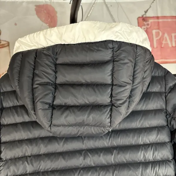 Kate Spade New York Quilted Puffer Jacket Ivory Black Trim Pearl Buttons XSMALL - Image 12