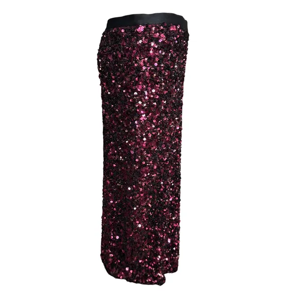 Rebecca Taylor‎ Midi Stretch Sequin Straight Skirt Size L Pink Purple Party - Image 3