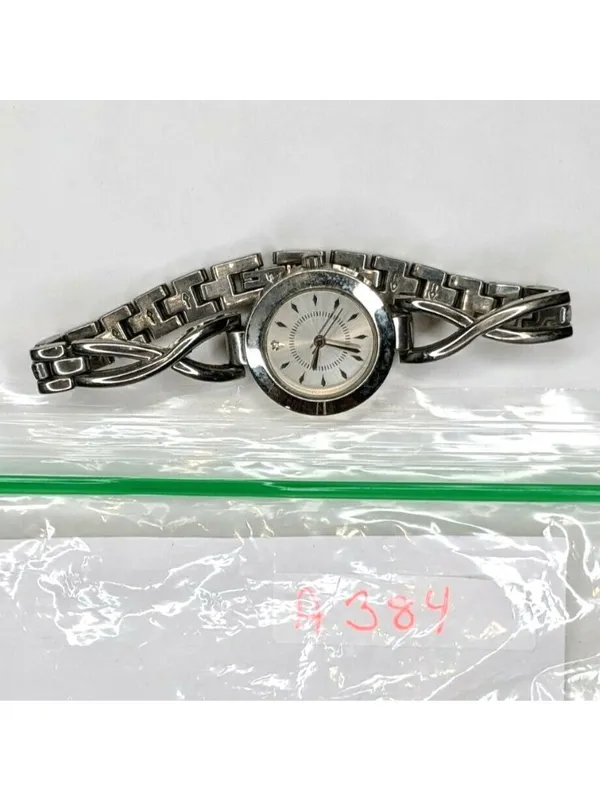 Silver Link Bracelet Womens Watch With Elegant Face & Novelty Band Design A384 - Image 6