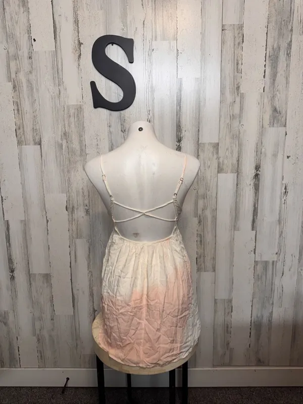 Lulus Crochet Bust Tie Dye Backless Mini Dress Womens Small Peach Ivory Boho - Image 3