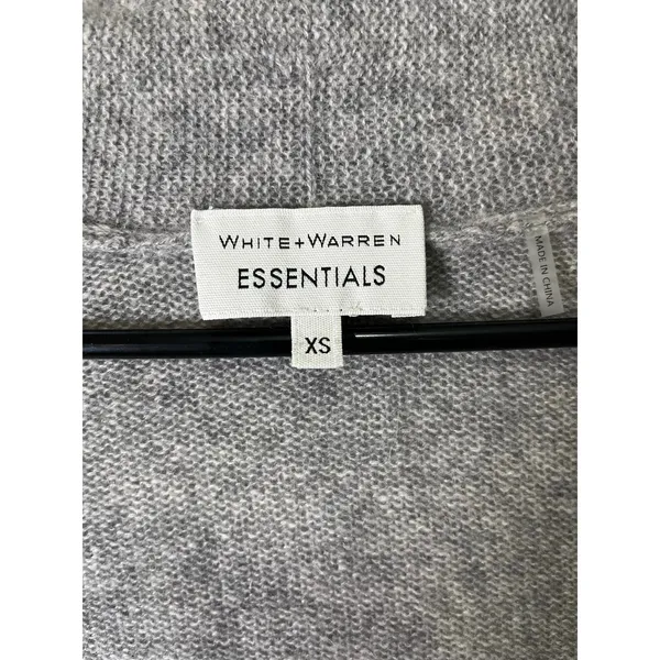 White + Warren Essentials 100% Cashmere Open Front Cardigan Heather Gray XS - Image 5
