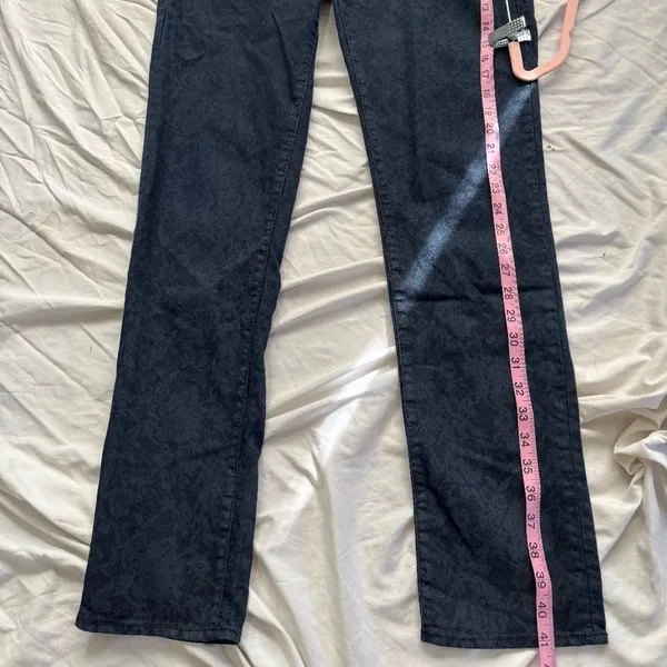 Rock & Republic Blue Floral Jacquard Skinny Pants M Y2K Low Rise Stretch - Image 6
