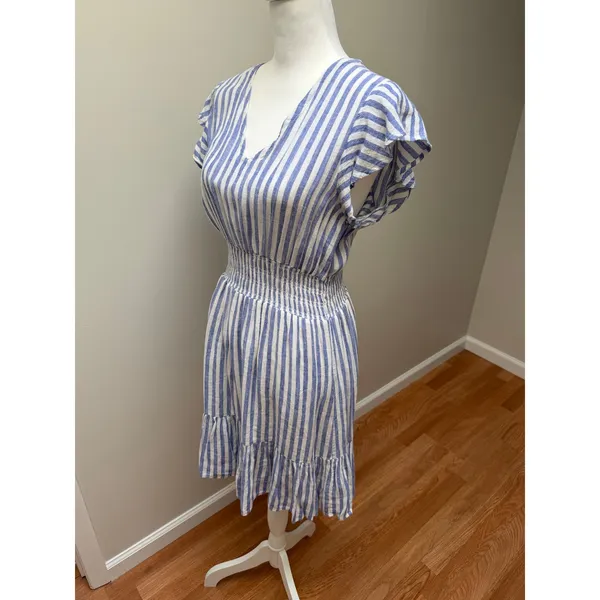 Rails Tara Boracay Stripe Mini Dress Blue White Tired Ruffle Summer Women Small - Image 6