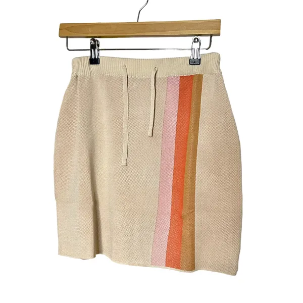Miss Sparkling Stripe Halter Top and Skirt Set Womens Size XL NWT Tan Orange - Image 3