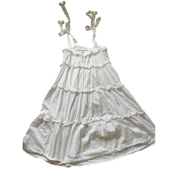 Fab’rik Callie Tiered Midi Dress White Beachy Vacation Size Small - Image 6