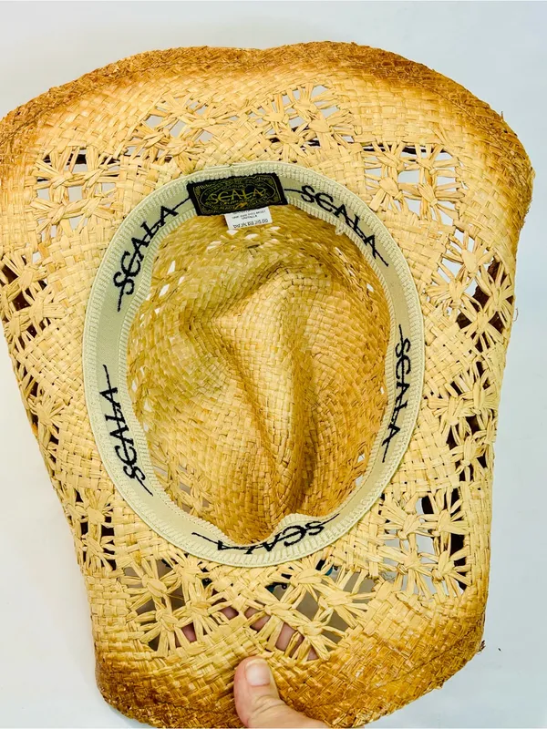 Scala Women’s Cattlemen Western Hat, 100% Rafia with Turquoise Beaded Design, OS - Image 9