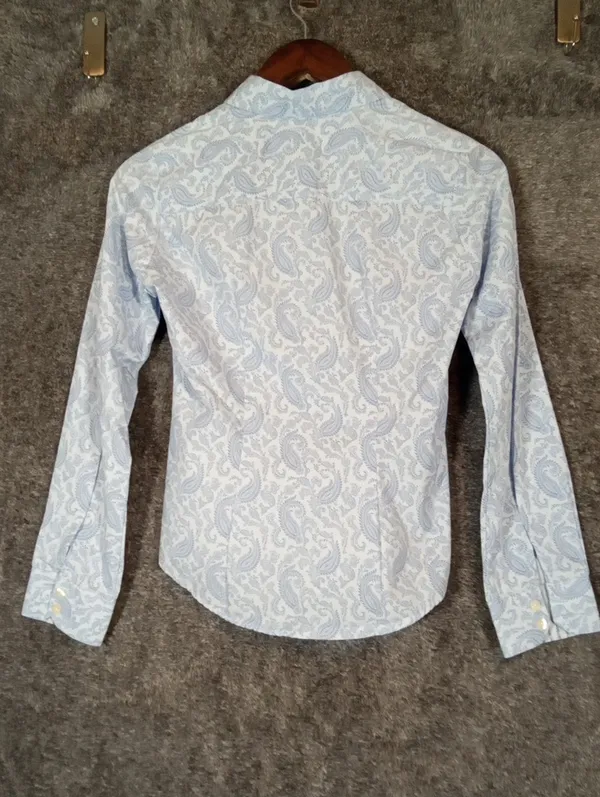 Barbour Womens Button Front Shirt Blouse Paisley Print Office Fitted Profession - Image 7