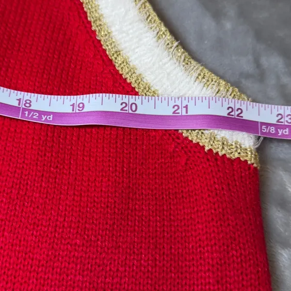 99 Jane Street Womens Size XL Christmas Santa Vest Red Candy Pocket Open Front - Image 9