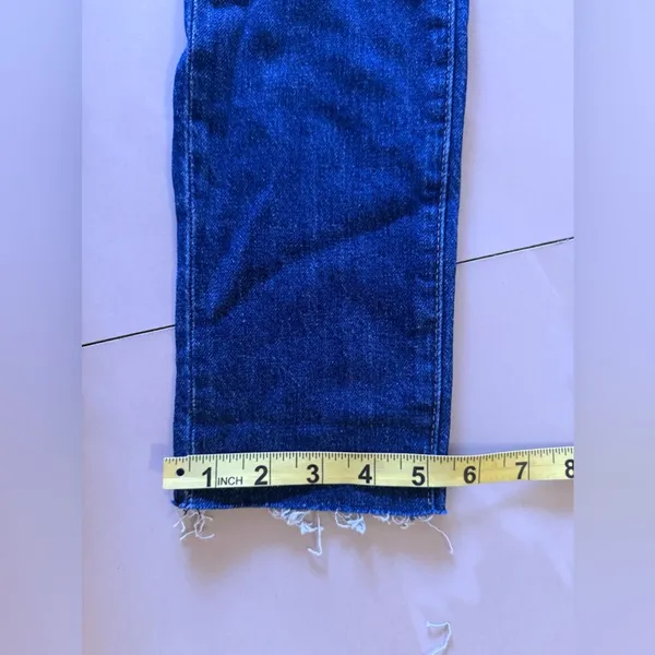 Pistola baggy jeans, dark denim, distressed high waist zip bottom size 23 - Image 13