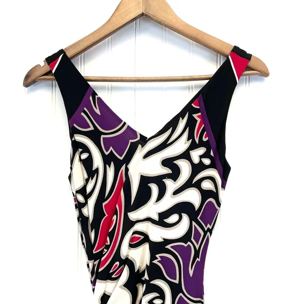 Nicole Miller Studio Womens XS (P)‎ Silk Sheath Dress Abstract Black Purple - Image 8
