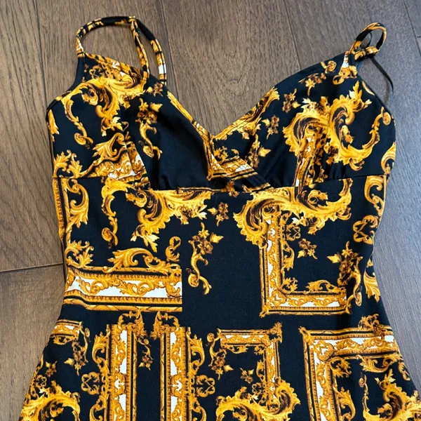 Bear Dance Black and Gold Mini Women's Dress Small C3-062 - Image 2