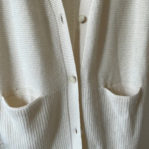Vince 100% cashmere beautiful off white ribbed long cardigan - Image 6