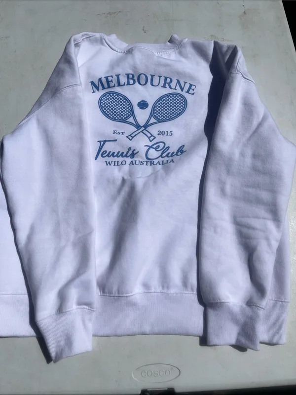White Tennis Club Crewneck Sweatshirt - Image 5