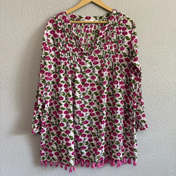Roller Rabbit Dakini Floral Ziva Tunic‎ Swim Cover up Size Medium - Image 3