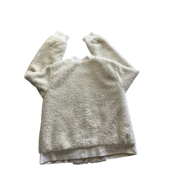 J.Crew Mercantile Fuzzy Sherpa Bomber Jacket Ivory Size Large Casual Cozy - Image 3