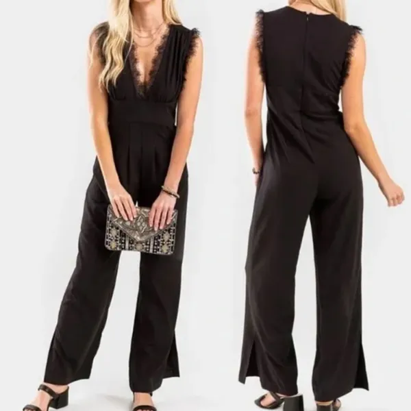 Kensie Elegant Black Lace Jumpsuit - Image 2