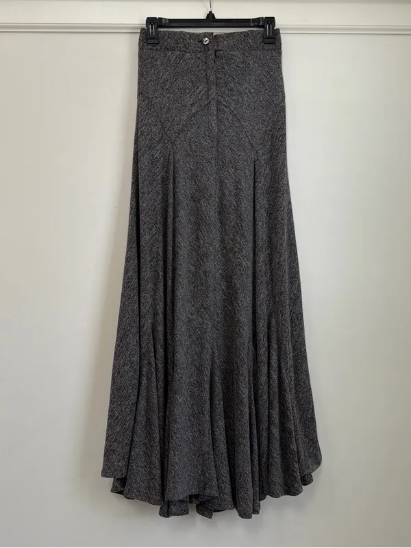 Young Threads Graphite Heathered Knit Bias Cut Godet Maxi Skirt Boho NWT Size S - Image 4