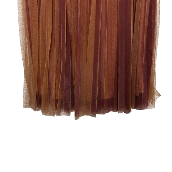Hem And Thread Women Whimsy Fairy Skirt‎ M Brown Burgundy Tulle Pleated Romantic - Image 4