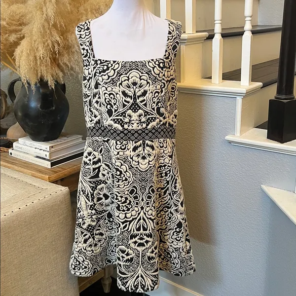 Anthropologie Ett:Twa Valery Jacquard Floral Knit Flared Mini Dress Size XL - Image 4