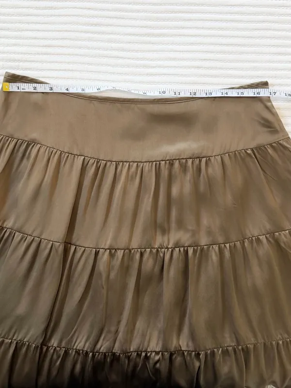 100% Silk Tiered Midi Skirt in Bronze Brown Fall Tone INC International Concepts - Image 4