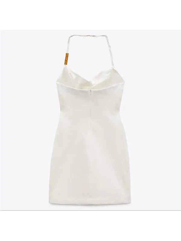 Zara White Cowl Neck Mini Dress - Image 2