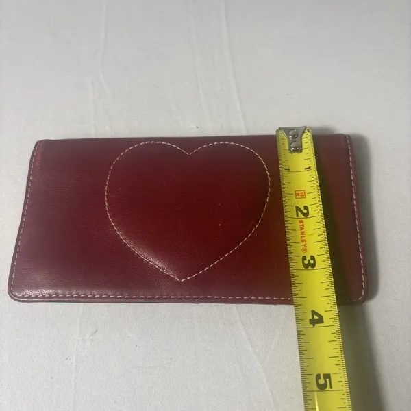 Brighton Checkbook Cover Dark Red Heart Leather Credit‎ Cards ID Slots - Image 5