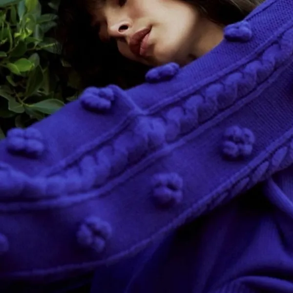 Anthropologie Maeve Kiara Textured Mock Neck Sweater‎ Merino Wool Purple Size XS - Image 2