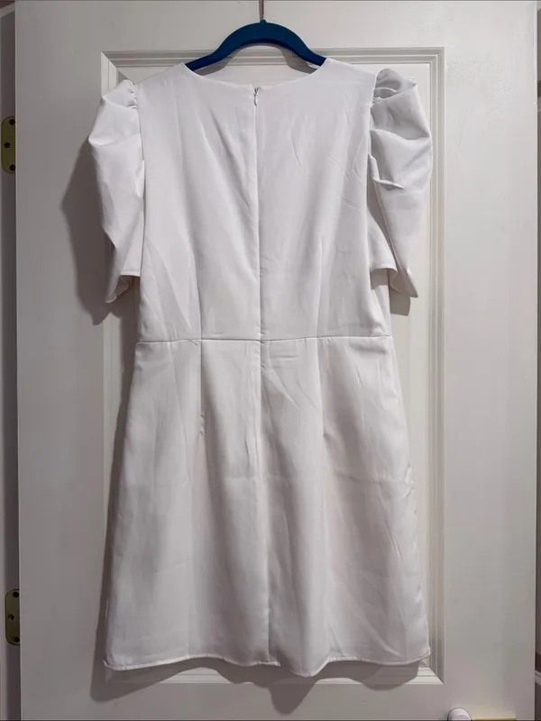 TCEC White Puff Sleeve Mini Dress - Image 3