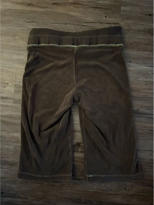 VTG Y2K Old Navy Brown Wide Leg Velour Gaucho Pants Sz 32 - Image 4
