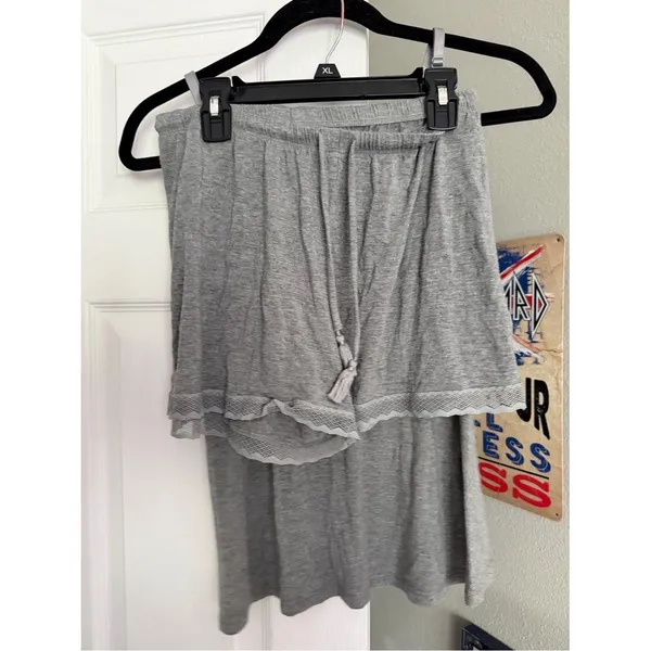 Gilligan & O'Malley Modal Pajama Set Gray Lace Trim Cami Shorts XS Target - Image 2