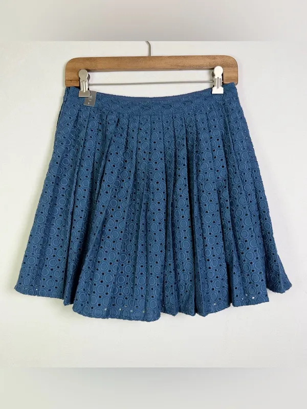 Abercrombie & Fitch Blue Eyelet Lace Skater Skirt NWT Women Sz S Boho Preppy - Image 2