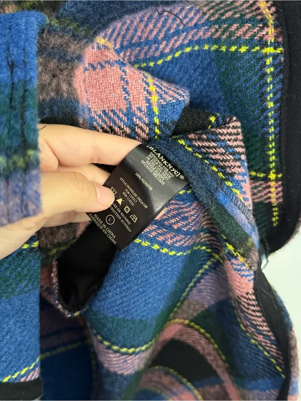 Blank NYC The Comeback Plaid Long Button Coat Large - Image 4