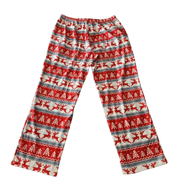 NWT Spark Paws Pajama Pants Unisex Large Red Reindeer Fair Isle Festive Pajamas - Image 3