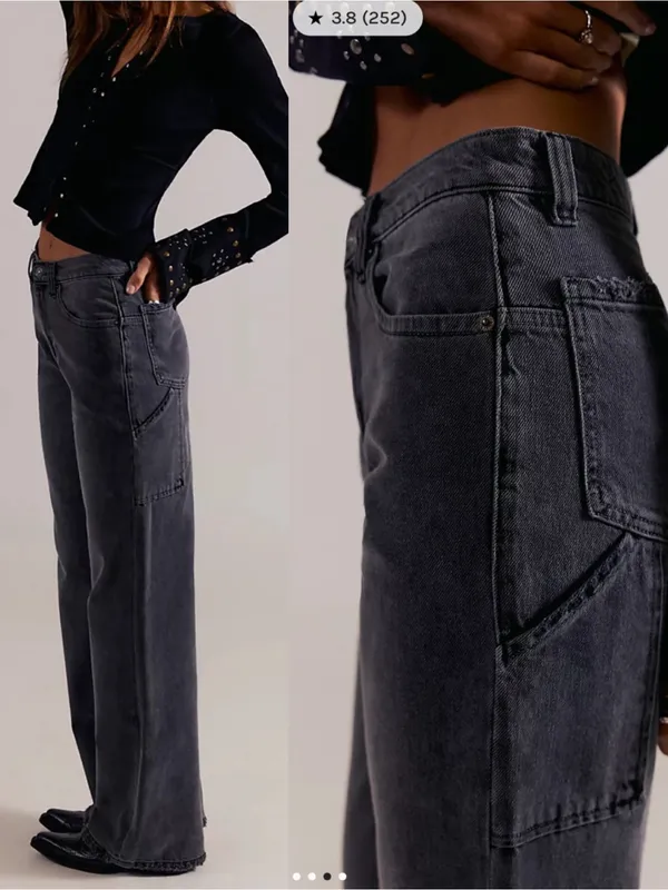 Free People X We The Free Tinsley Baggy High-Rise Jeans Celestial Black - Image 8