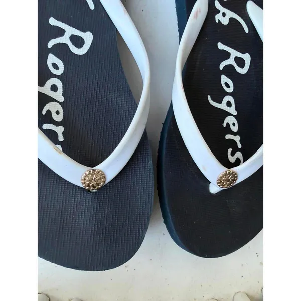 Jack Rogers Navy Blue Flip Flops with White Straps - Image 2