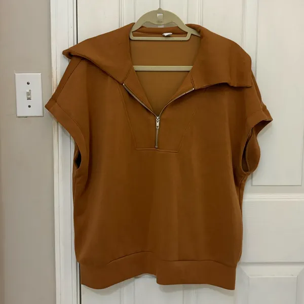 Anrabess Short Sleevr Quarter Zip Sweatshirt Top - Image 2