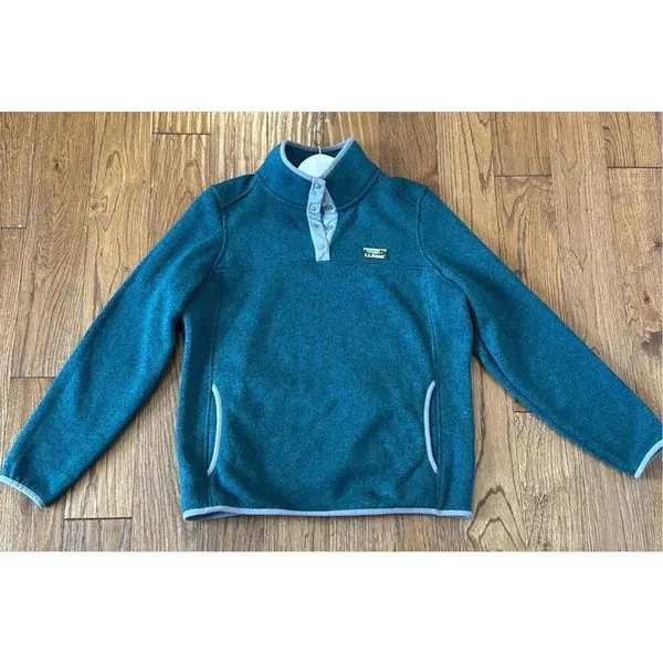 L.L. Bean snap neck fleece pullover size MP green - Image 11