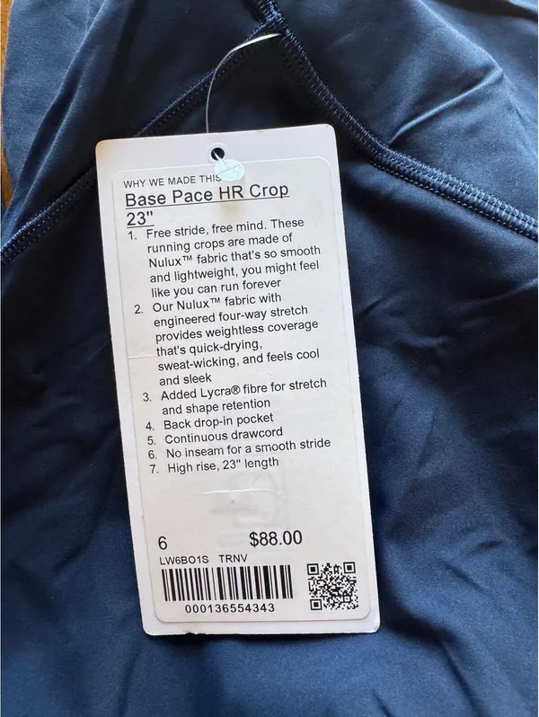 Lululemon Base Pace High Rise 23” True Navy Size 6 NWT - Image 4