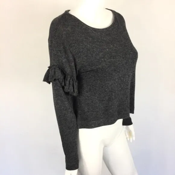 Zara Sweater Small Gray Stretch Soft Boat‎ Neck - Image 3