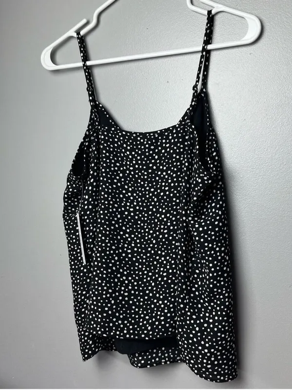 NWT Abound Black Ivory Polka Dot Cami Top V-Neck Spaghetti Strap Size Small - Image 5