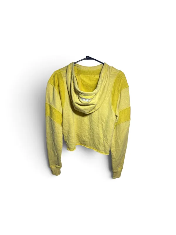 Lorna Jane Acid Yellow Marl Studio Pullover Hoodie Hooded Drawstring Logo Size Small - Image 3