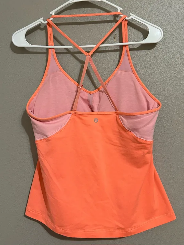 Lululemon Surya Pink Orange Strappy Back Athletic Yoga Tank Top Women’s Size 10 - Image 6