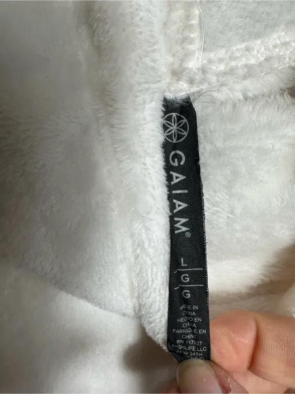 N243. Gaiam Fleece Soft Cream Funnel Neck Women's Sweater - Image 2