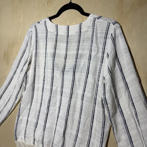 Free People Intimately Bodysuit Top Medium NWT‎ Lace Up Striped Boho Linen Blend - Image 8