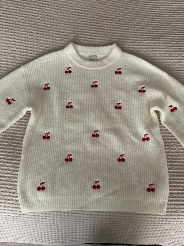 A New Day Cherry Sweater White Size XS - Image 2