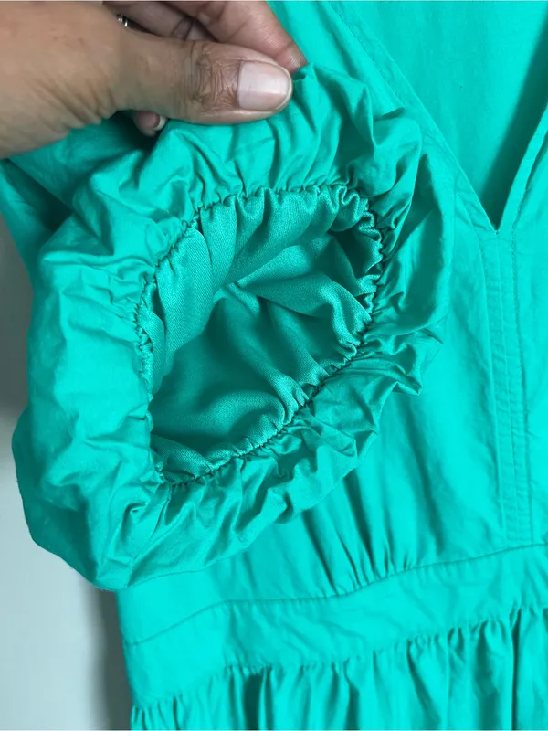 FRENCH CONNECTION Teal Puff-Sleeve Maxi Dress Sz XXL - Image 6