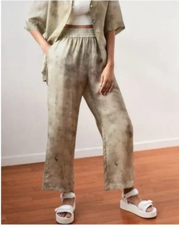 Aritzia Wilfred Aries Pants High Waisted Wide Leg Icy Sage Frost Size XS - Image 2